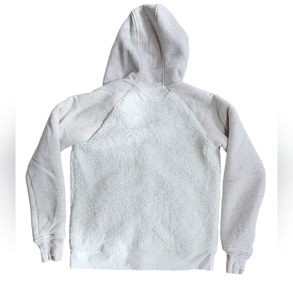 Athleta Girl Fleece Sherpa Full Zip Hoodie Jacket Oatmeal Heather size XL/14 - Picture 9 of 15